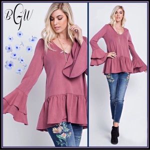 🌺🆕5⭐️BEST SELLER Washed Terry Ruffle Top